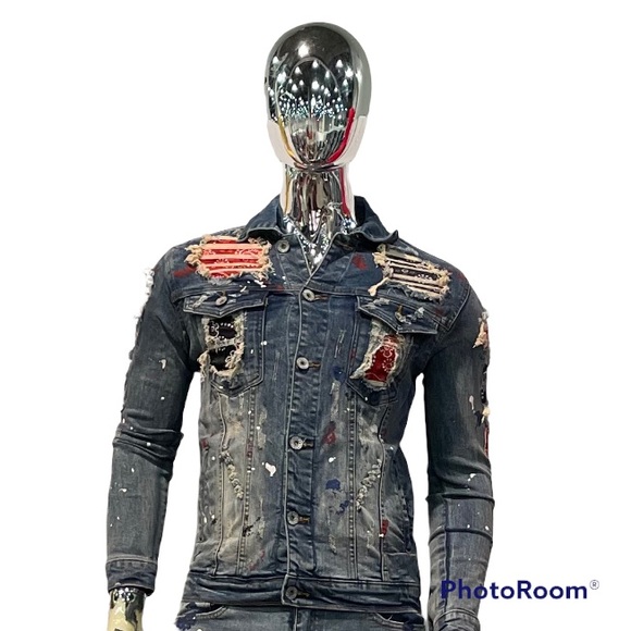 🔥SALE🔥Patchwork Bandanna Art Denim Jacket - Picture 6 of 10